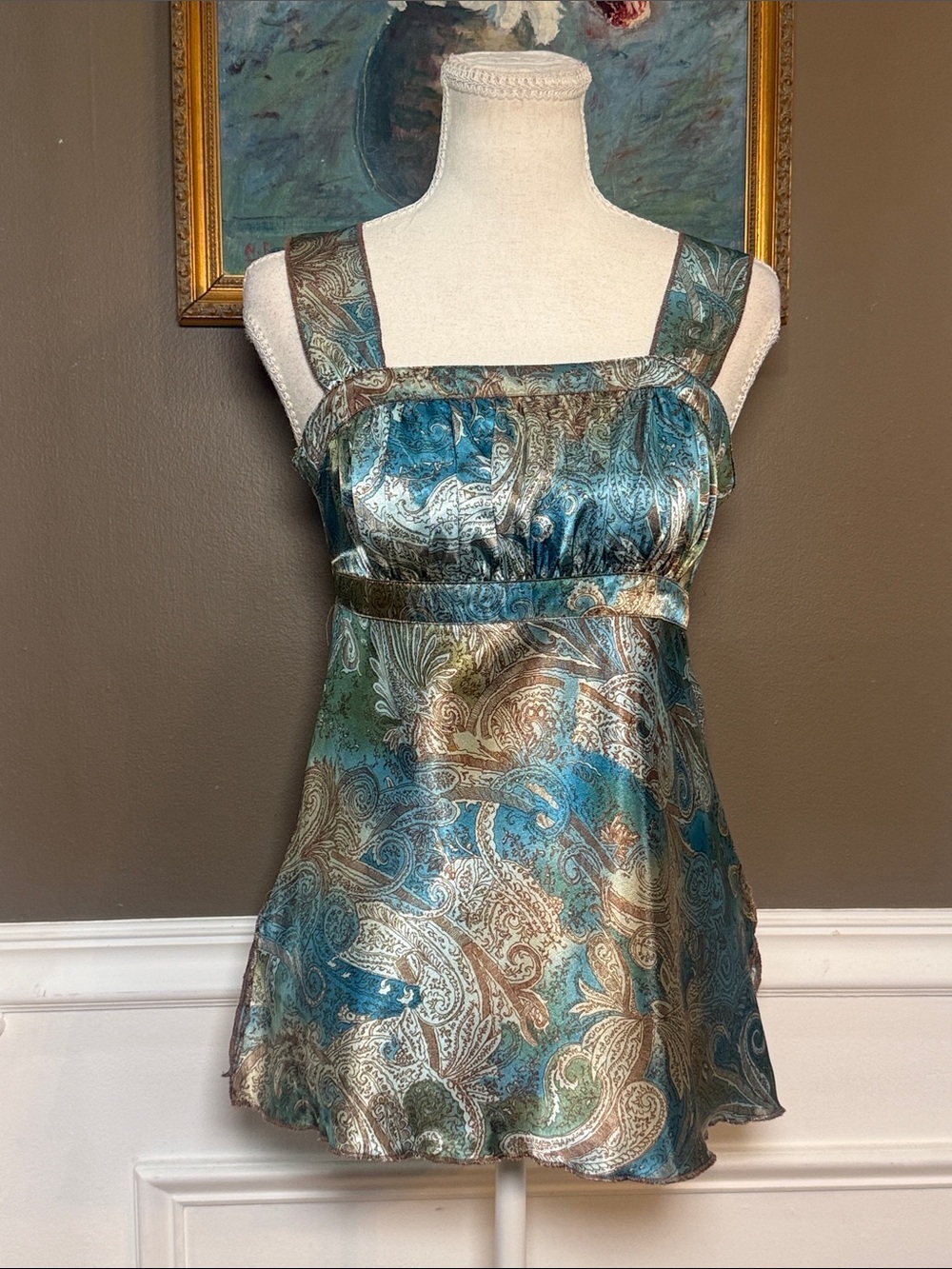 Self Esteem Y2K Paisley Metallic Babydoll Cami Top Small